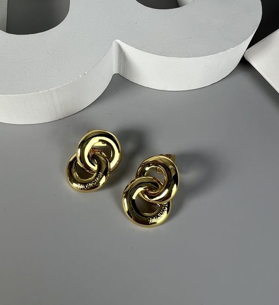 Balenciaga 18K Gold Plated Brass Double Hoop Earrings