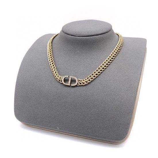 Christian Dior CD Double Layered Pendant Necklace