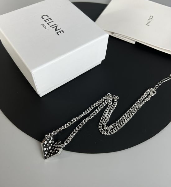 Celine Three-dimensional Enamel Heart Necklace Unique Classic Jewelry