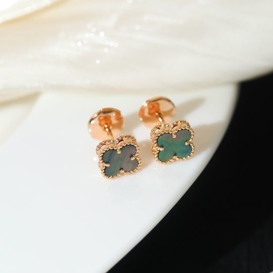 Van Cleef & Arpels VCA Four-Leaf Clover Mini Gray Mother-of-Pearl Studs