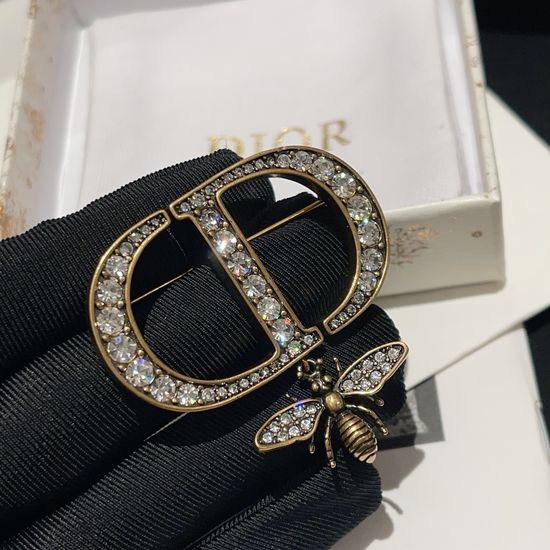 Christian Dior CD Rhinestone Embellished Bee Brooch