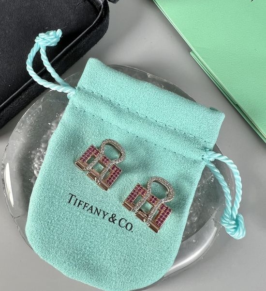 Tiffany & Co. Diamond Inlaid Folder Stud Earrings Chic Jewelry