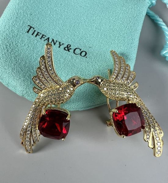 Tiffany & Co. Ruby Bird On Stone Stud Earrings Fine Jewelry