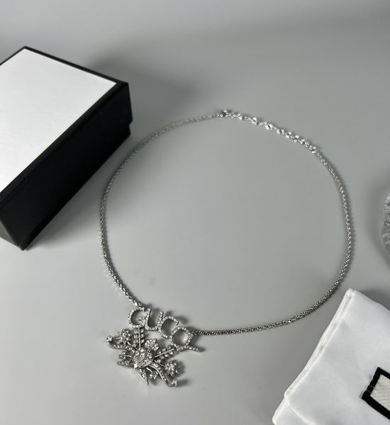Gucci Diamond Inlaid Logo Pendant Necklace