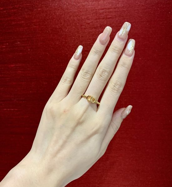 Christian Dior CD Silver Ball Ring Dainty Stylish Jewelry