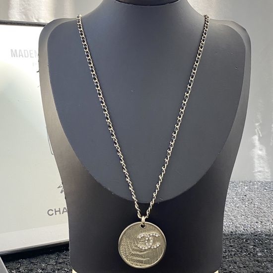 Chanel Leather Chain Round Pendant Sweater Chain