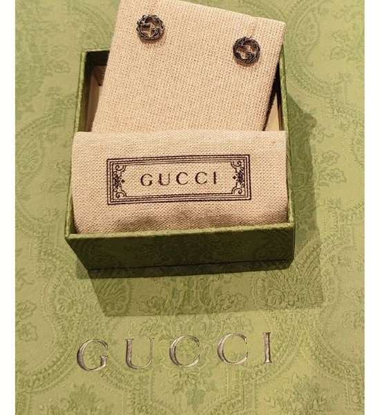 Gucci Interlock Pattern Vintage Stud Earrings