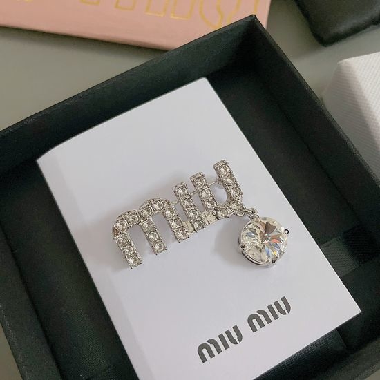 Miu Miu Rhinestone Letter Brooch Earrings