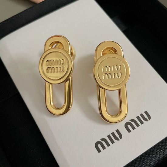 Miu Miu Minimalist Hollow Design Stud Earrings Exquisite