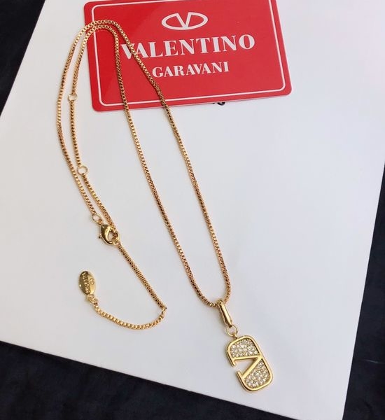 Valentino Vintage Diamond Pendant Necklace with Earrings