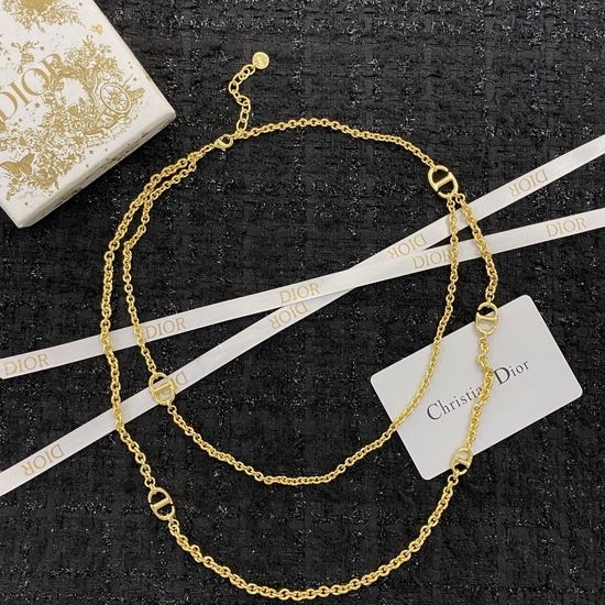 Christian Dior CD Double Layer Letter Pendant Sweater Chain