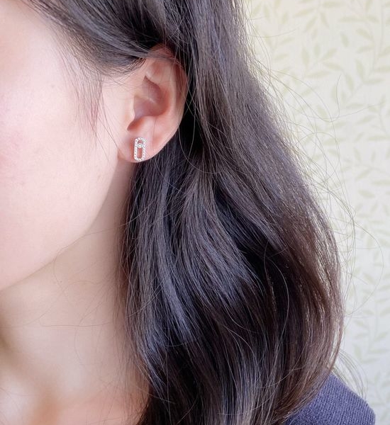 Messika Small Paved Diamond Moving Stud Earrings