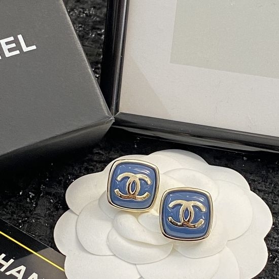 Chanel Vintage Square Sapphire Stud Earrings