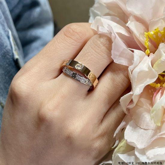 Cartier Diamond Pave Double Ring Ring