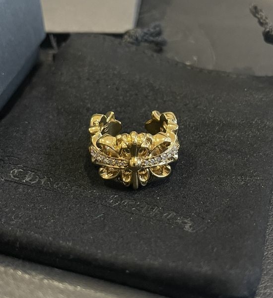 Chrome Hearts Diamond Inlaid Iris Design Ring