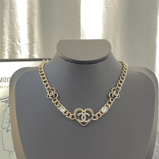 Chanel Three Heart Crystal Choker Necklace