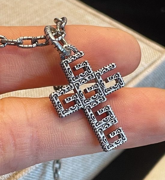 Gucci Hollow Cross Carved Pattern Necklace