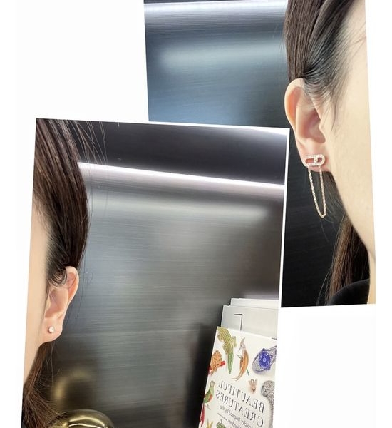 Messika Asymmetric Stylish Design Stud Earrings