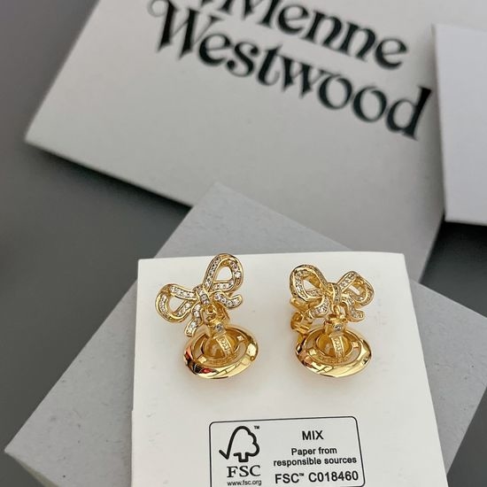 Vivienne Westhood Bow Two Tone Saturn Stud Earrings