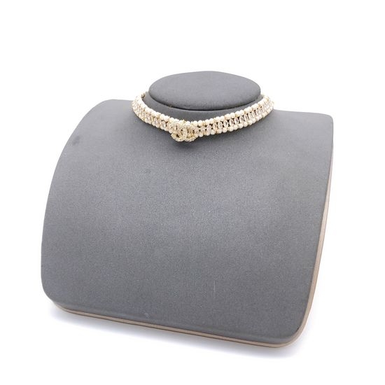 Chanel Double Layer Pearl Rhinestone Choker Fine Jewelry