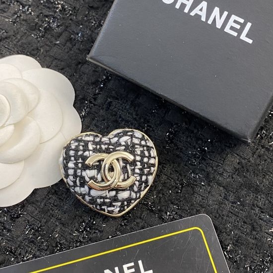 Chanel Tweed Heart Shape Brooch