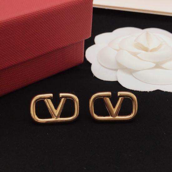 Valentino Polished V Shape Stud Earrings