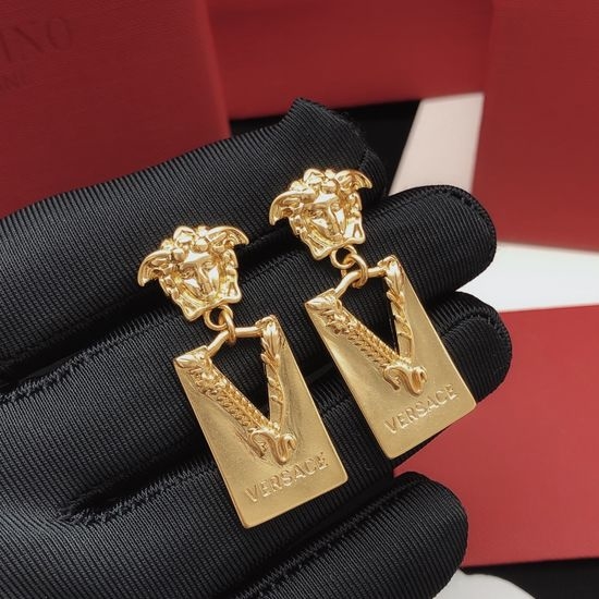 Versace Pendant Tag Design Stud Earrings