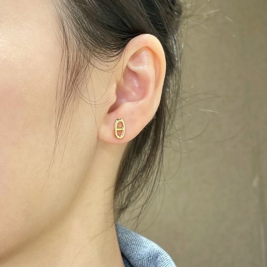 Hermes Sterling Silver Pig Nose Stud Earrings