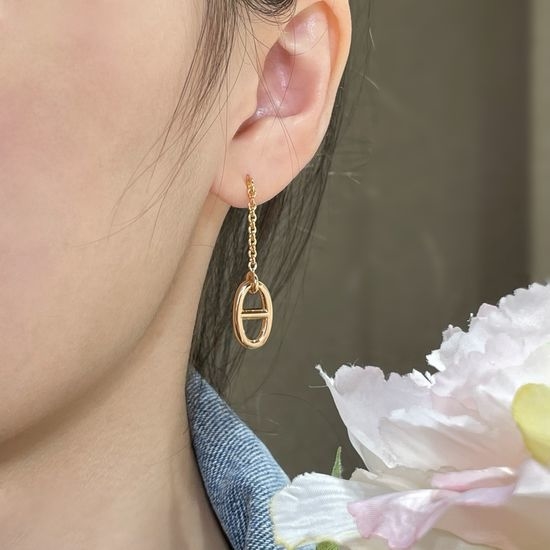 Hermes Sterling Silver Classic Pattern Earrings