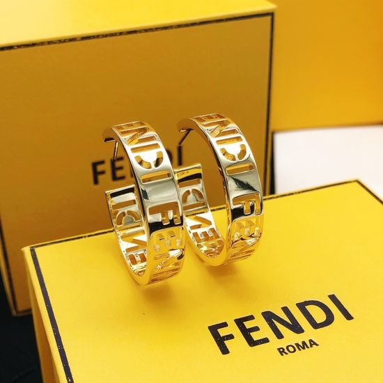 Fendi Round Moon Smooth Stud Earrings