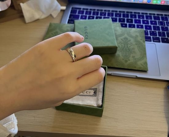 Gucci Engraved Pattern Vintage Silver Ring