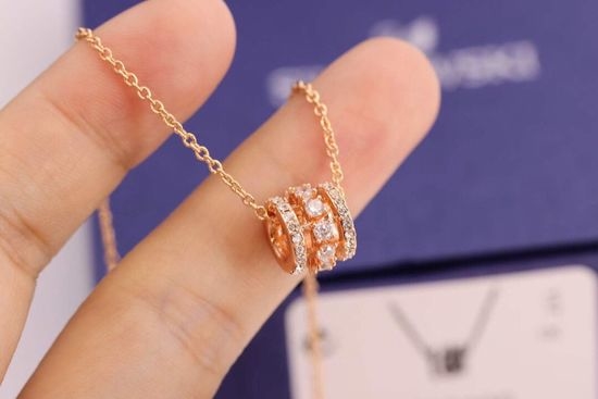 Swarovski Rose Gold Triple Diamond Necklace