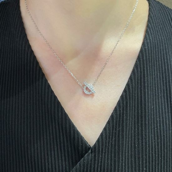 Hermes OT Buckle Full Diamond Necklace