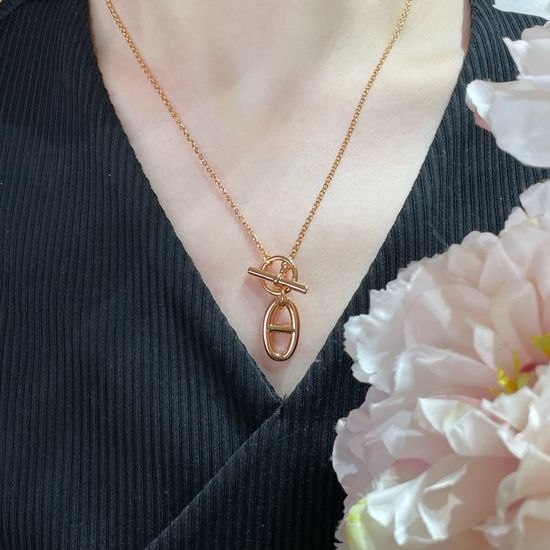 Hermes Classic Sterling Silver Pig Nose Necklace