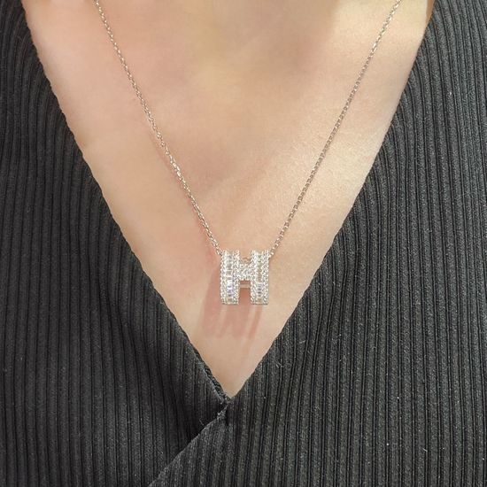 Hermes Diamond Encrusted Pendant Necklace