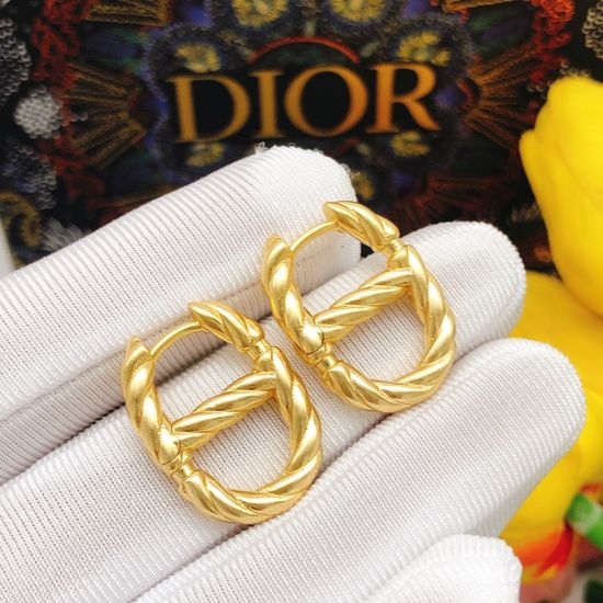 Christian Dior CD Twisted Design Fashion Stud Earrings