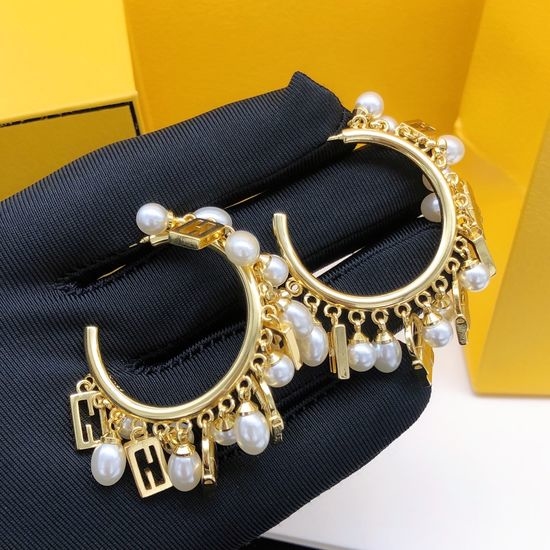 Fendi Pendant Bag Pearl Earrings