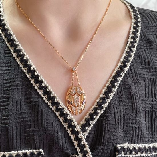 Bvlgari Mixed Design Full Diamond Snake Necklace