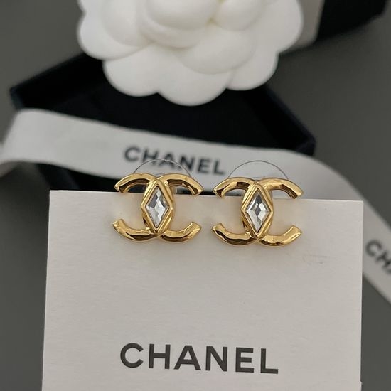 Chanel Rhinestone Decor Classic Stud Earrings