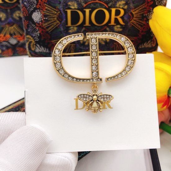 Christian Dior CD Premium Brass Textured Brooch