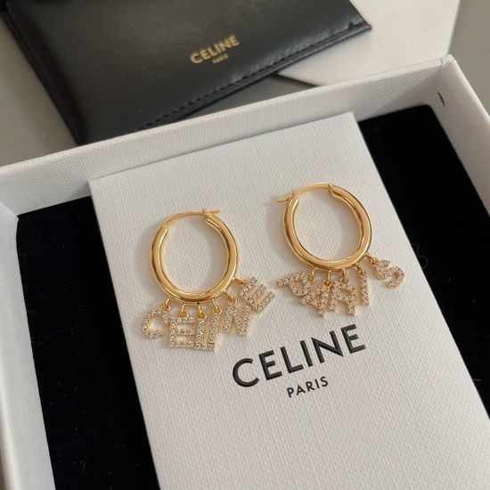 Celine Sparkling Full Diamond Logo Earrings