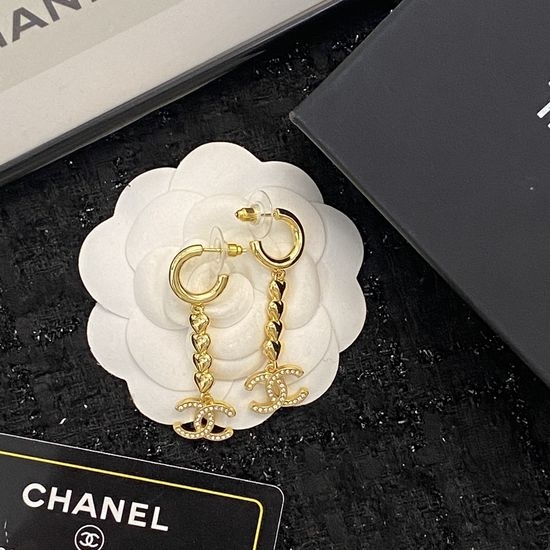 Chanel Heart Full Diamond Double C Earrings