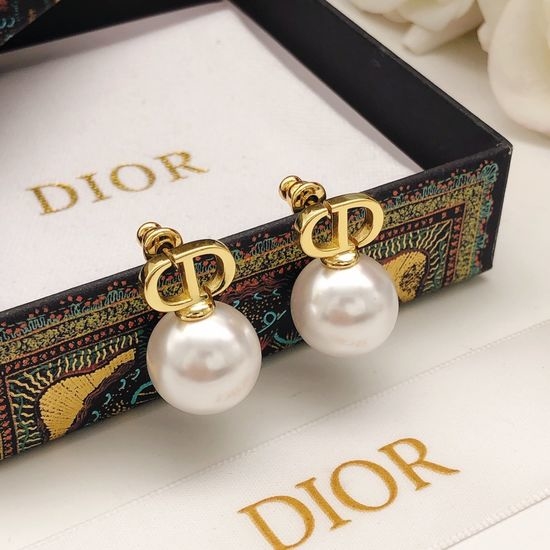 Christian Dior CD Pearl Polished Mini Stud Earrings