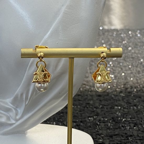 Celine Celine Earrings Noble Pearl Arch Insignia Style
