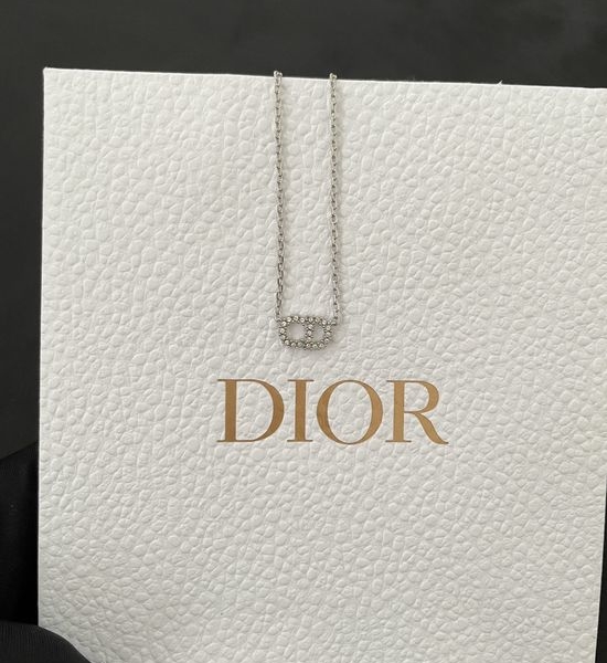 Christian Dior CD Dainty Crystal Pendant Necklace