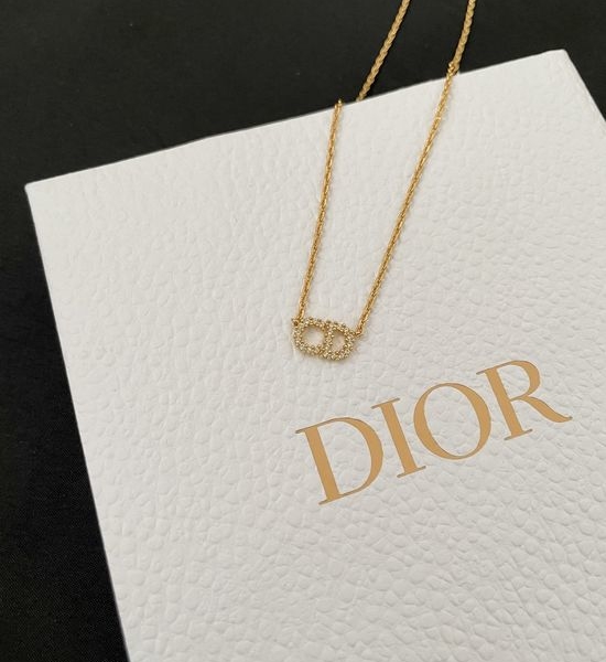 Christian Dior CD Dainty Crystal Pendant Necklace