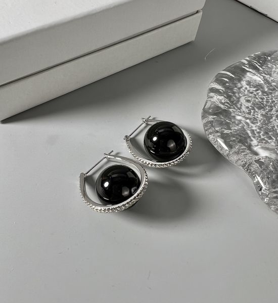 Celine Beaded Rhinestone Decor Stud Earrings