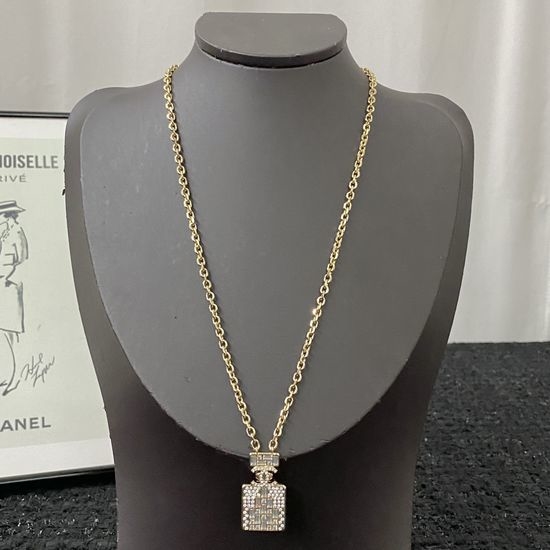Chanel Rhinestone Perfume Bottle Necklace