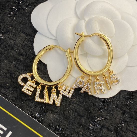 Celine Celine Earrings Trendy Asymmetric Diamond Design