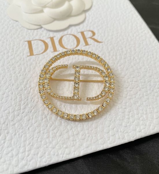 Christian Dior CD Rhinestone Inlaid Brooch